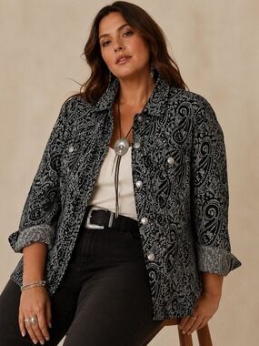 Blue Sky Fair Trade Cotton  Paisley Western Jacket 2X Boho Ranchwear Cottagecore